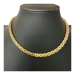 Vintage Monet Signed Goldtone Double Square Box Link Chain Necklace 14.5"-16.5"